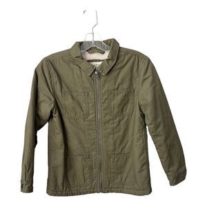 Hanna Andersson Jacket Boys Size 8 Canvas Utility Olive Green Full Zip Youth